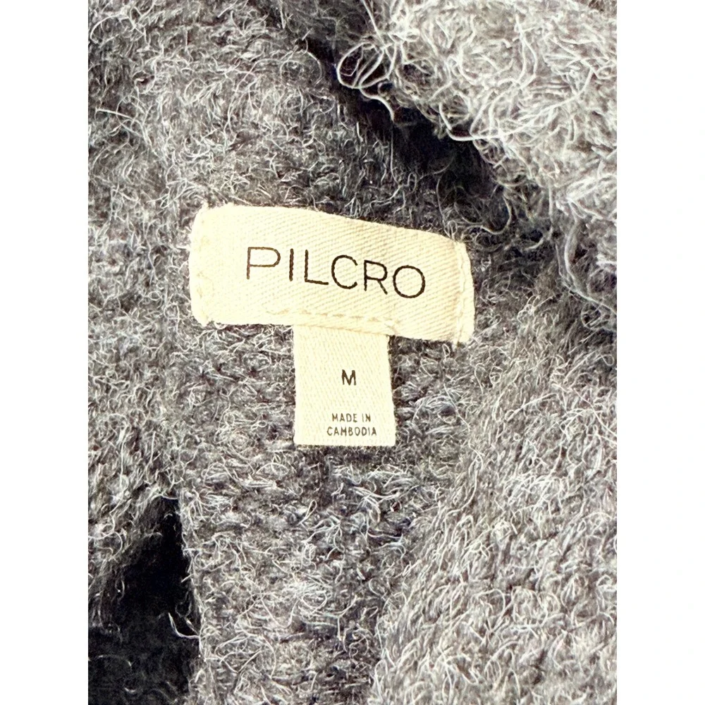 Pilcro Sweater Womens sz M Gray Cowl Neck Wool Blend boxy crop boho preppy